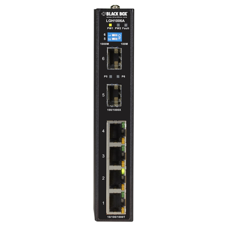 BLACK BOX 6-Port Industrial Gigabit Ethernet Switch Extreme Temperature LGH1006A